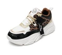 CLEIKS Sneakers Donna Chunky Leopardate Design Glam con Dettagli in Oro Scarpe Platform Antiscivolo per Street Style (Leopardato, 36EU, WSC255052-13)