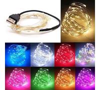 Cleiscry 1 pezzo 2M 3M 5M 10M catena luminosa a LED in filo di rame USB o alimentata a batteria, filo luminoso a LED da fata, luce per Natale, matrimonio (Luce blu (B), spina USB 5 metri)