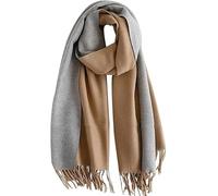 CLELLA Sciarpe In Cashmere Per Donna Sciarpe e Scialli In Morbida Pashmina Reversibile Lungo Grande Inverno Caldo e SpessoCon Nappa Regali Donna 200 x 70 cm (Grigio Talpa)