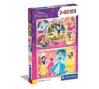 Clementoni - 07133 - Supercolor Puzzle - Disney Princess - 2X60 Pezzi (Include 2 Puzzle Da 60 Pezzi) - Puzzle Bambini 5 Anni, Puzzle Cartoni Animati - Made In Italy