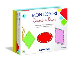 Clementoni - 16102 - Montessori - Forme e Lacci - Made in Italy - Gioco Montessori 3 Anni, Gioco educativo metodo montessoriano (Versione in Italiano)