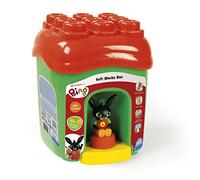 Clementoni - 17692 - Secchiello Bing - secchiello con mattoncini clemmy e personaggio Bing - tetto incastraforme - set costruzioni morbide bambini 18 mesi - Made in Italy