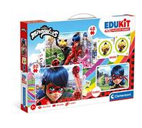 Clementoni - 18289 - Edukit 4 in 1 - Miraculous (puzzle di 30 e 48 pezzi, 6 cubi e un memo) - Gioco di carte per bambini, gioco educativo 4 anni, gioco di coppie e puzzle per bambini - Made in Italy
