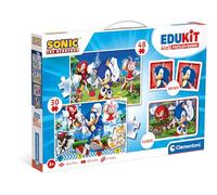 Clementoni – Edukit 4 in 1 Sonic – Set giochi (memo, puzzle 30 e 48 pezzi, 6 cubi)