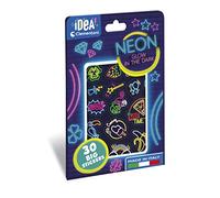 Clementoni Idea-Neon, Stickers Fluorescenti, attaccastacca, foglietti con Decorazioni adesive, Gioco Creativo Bambini 6 Anni, Made in Italy, Cartone Animato, Multicolore, Medio, 18699