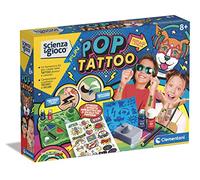 Clementoni - 19280 - Scienza e Gioco Fun - Tattoo Pop, Laboratorio Tatuaggi - Tattoo Bambini, Fabbrica Tatuaggi, Kit Tatuaggi temporanei, Set Tatuaggi e Laboratorio scientifico 8 Anni, Made in Italy