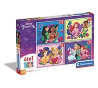 Clementoni - 21517 - Supercolor Puzzle - Disney Princess - 4 Puzzle da 12,16,20 e 24 Pezzi - Puzzle Bambini 3 Anni, Puzzle Cartoni Animati - Made In Italy