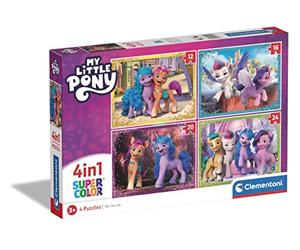 Clementoni - 21519 - Supercolor Puzzle - My Little Pony - 4 Puzzle da 12,16,20 e 24 Pezzi - Puzzle Bambini 3 Anni, Puzzle Cartoni Animati - Made In Italy