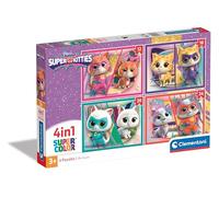 Clementoni - Supercolor SuperKitties 21531 Kinderpuzzelstukjes, 12, 16, 20 en 24