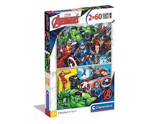 Clementoni 21605-Puzzle Supercolor The Avengers, 2 x 60 pezzi, Colore Multicolore, 21605
