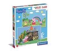 Clementoni - Puzzle 2x60 Peppa Pig: divertimento all'aria aperta - 40-99 Pezzi
