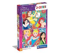 Clementoni - 24766 - Supercolor Puzzle - Disney Princess - 2 X 20 Pezzi - Made In Italy - Puzzle Bambini 3 Anni +