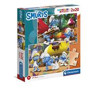 Clementoni - 24789 - Supercolor Puzzle - The Smurfs - 2x20 pezzi (include 2 puzzle da 20 pezzi) - Made in Italy - puzzle bambini 3 anni, puzzle Puffi, puzzle cartoni animati