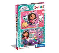 Clementoni - 24802 - Supercolor Puzzle - Gabby's Dollhouse - 2X20 Pezzi (Include 2 Puzzle Da 20 Pezzi) - Puzzle Bambini 3 Anni, Puzzle Cartoni Animati - Made In Italy