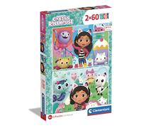 Clementoni - 24804 - Supercolor Puzzle - Gabby's Dollhouse - 2X60 Pezzi (Include 2 Puzzle Da 60 Pezzi) - Puzzle Bambini 5 Anni, Puzzle Cartoni Animati - Made In Italy