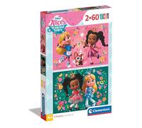 Clementoni - 24814 - Supercolor Puzzle - Alice's Wonderland Bakery - 2x60 Pezzi (Include 2 Puzzle Da 60 Pezzi) - Puzzle Bambini 4 Anni, Puzzle Cartoni Animati, Made In Italy