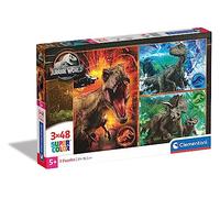 Clementoni - 25250 - Supercolor Puzzle - Jurassic World - 3 X 48 Pezzi, Puzzle Con Dinosauri, Per Bambini Dai 4 Anni In Su, Made In Italy