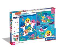 Clementoni - 25261 - Supercolor Puzzle - Baby Shark - 3 puzzle da 48 pezzi - Made in Italy - puzzle bambini 4 anni +