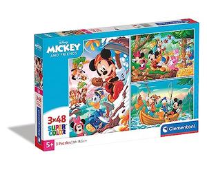 Clementoni - 25266 - Supercolor Puzzle - Disney Mickey and Friends - 3x48 pezzi (3 puzzle da 48 pezzi) - Made in Italy, puzzle bambini 4 anni+