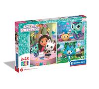 Clementoni - 25289 - Supercolor Puzzle - Gabby's Dollhouse - 3X48 Pezzi (Include 3 Puzzle Da 48 Pezzi) - Puzzle Bambini 4 Anni, Puzzle Cartoni Animati - Made In Italy