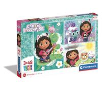 Clementoni - 25290 - Supercolor Puzzle - Gabby's Dollhouse - 3X48 Pezzi (Include 3 Puzzle Da 48 Pezzi) - Puzzle Bambini 4 Anni, Puzzle Cartoni Animati - Made In Italy