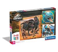 Clementoni - 25314 - Supercolor Puzzle - Jurassic World - 3x48 Pezzi (Include 3 Puzzle Da 48 Pezzi) - Puzzle Bambini 5 Anni, Puzzle Cartoni Animati, Made In Italy
