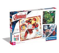 Clementoni - 25315 - Supercolor Puzzle - Marvel The Avengers - 3x48 Pezzi (Include 3 Puzzle Da 48 Pezzi) - Puzzle Bambini 5 Anni, Puzzle Cartoni Animati, Made In Italy