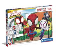 Clementoni - 25727 - Happy Color Double Face - Spidey and His Amazing Friends - 104 pezzi, Made in Italy, puzzle bambini 6 anni, puzzle da colorare, puzzle Spiderman, puzzle cartoni animati supereroi