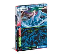 Clementoni - 27548 - Glowing Lights collection - Disney Frozen 2, puzzle fluorescente - puzzle 104 pezzi - Made in Italy, puzzle bambini 6 anni, puzzle Clementoni, puzzle cartoni animati