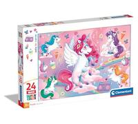 Clementoni - 28525 - Supercolor Puzzle - Jolly Unicorns - 24 Maxi Pezzi - Puzzle Bambini 3 Anni, Puzzle Unicorni, Illustrazione, Made In Italy