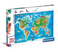 Clementoni - Puzzle Mappa dei dinosauri puzzle supercolor - 180 Pezzi
