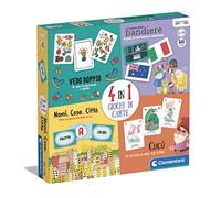Clementoni - 4 in 1 Giochi di Carte per Bambini 6+ Anni e Famiglia, Confezione con Vedo Doppio, Nomi Cose Città, Cucù e il Gioco delle Bandiere, 2-6 Giocatori, Made in Italy, Lingua Italiana, 16720