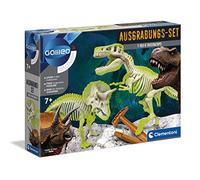 Clementoni - 69408 - Kit Archeogiocando T-Rex e Triceratopo, per bambini dai 7 anni in su, scavo di dinosauri con martello e scalpello, per piccoli ricercatori