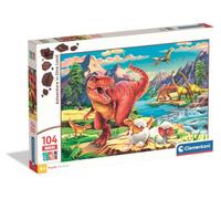 Clementoni - Adventure in Dino Land Supercolor Puzzle - Puzzle per bambini da 104 pezzi grandi con illustrazione della terra di dinosauri, dai 4 anni in su - 25795