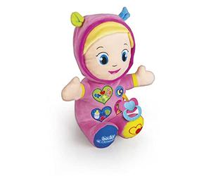 Clementoni Baby Alice, la Mia Prima Bambola, Peluche Bambini 10+ Mesi, Centro Attività con Ciuccio e 3 Tasti per Imparare Forme, Numeri, Colori, Parole e Versi degli Animali, Lingua Italiana, 17201