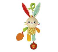 Clementoni Baby - Easy-Peasy Soft Bunny, Peluche da Viaggio Bambini 0+ Mesi, Sonaglino Frusciante con Pendente Mordicchioso, Pinza per Passeggino E Auto, Lavabile in Lavatrice, 17622