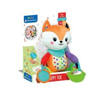 Clementoni Baby - Easy-Peasy Soft Fox, Peluche da Viaggio Bambini 0+ Mesi, Sonaglino Frusciante con Pendente Mordicchioso, Pinza per Passeggino per Passeggino E Auto, Lavabile in Lavatrice, 17623