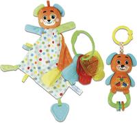 BABY CLEMENTONI - BABY GIFT SET PUPPY PACK BLUE: SONAGLINO, CHIAVI E COPERTINA D