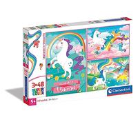 Clementoni-Clementoni-25231-Supercolor-Unicorno Brilliant-3 X 48 Pièces Puzzle Unicorno-3x48 Pezzi, Multicolore, 25231