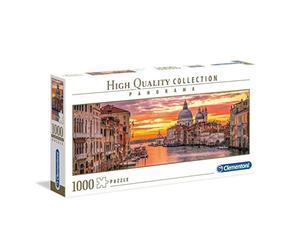 Clementoni Collection Panorama Puzzle 1000 Pezzi per Adulti e Ragazzi, Illustrazione con Paesaggio Urbano Il Canal Grande a Venezia al Tramonto, Idea Regalo, Made in Italy, 98x33 cm, 39426