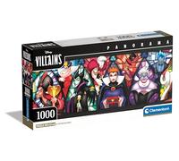 Clementoni Collection - Puzzle 1000 Pezzi Panorama Disney Villains, Idea Regalo, Compact Box, Made in Italy, 98x33 cm, Poster Incluso, 39872