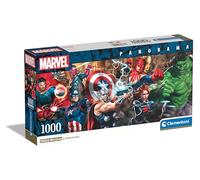 Clementoni Collection - Puzzle 1000 Pezzi Panorama Marvel Avengers, Idea Regalo, Compact Box, Made in Italy, 98x33 cm, Poster Incluso, 39877