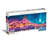 Clementoni Collection - Puzzle 1000 Pezzi Panorama per Adulti e Ragazzi, Colourful Night Over Lofoten Islands, Idea Regalo, Made in Italy, 98x33 cm, Poster Incluso, 39870