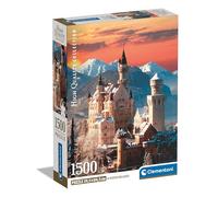 Clementoni Collection Puzzle 1500 Pezzi, Illustrazione Castello di Neuschwanstein al Tramonto, Idea Regalo, Compact Box, Made in Italy, Poster Incluso, 59,5 x 84,5 cm, 31716