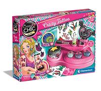 Clementoni Crazy Chic - Crazy Tattoo, Gioco Creativo per Bambini 6+ Anni, Kit Completo per Creare Tatuaggi Temporanei dall'Effetto Glow in The Dark, Set Regalo Divertente e Colorato, 18733