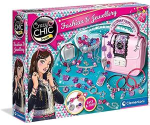 Clementoni Crazy Chic - Fashion & Jewellery Workshop, Kit Creazione Gioielli e Braccialetti Bambine 7+ Anni, Set Fai da Te per Creazioni Uniche e Personalizzate, Regalo Originale Made in Italy, 18598