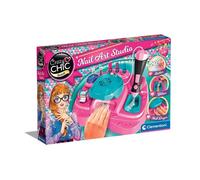 Clementoni Crazy Chic - Nail Art Studio, Set Completo per Manicure e Nail Art per Bambine di 6+ Anni, Kit Decorazione Unghie con Macchina Spara Glitter e Asciuga Smalto, Gioco Creativo, 18730