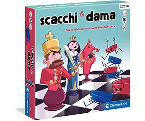 Clementoni - Dama e Scacchi, Gioco da Tavolo Ragazzi 6+ Anni e Adulti, con Pedine Illustrate, per 2 Giocatori, Idea Regalo Made in Italy, Lingua Italiana, 16292