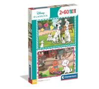 Clementoni - Puzzle per Bambini 2x60 Pezzi Supercolor, per Bambini 4+ Anni, Illustrazione con Personaggi dei Grandi Classici Disney, Idea Regalo, Made in Italy, 27x18,5 cm, 24836