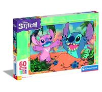 Clementoni- Disney Stitch Supercolor Stitch-60 Maxi Pezzi Bambini 4 Anni, Cartoni Animati, Puzzle, Made in Italy, Multicolore, 26596